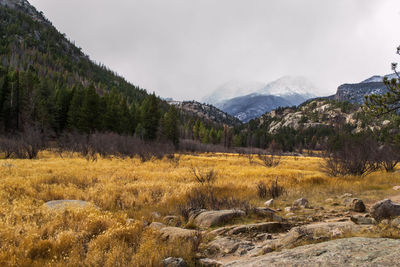 Scenic view of mountains against sky