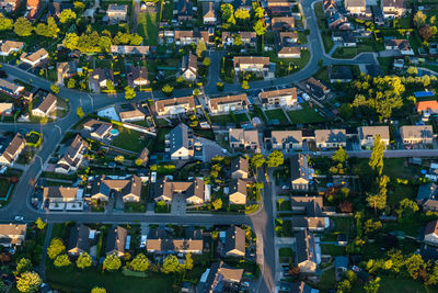 High angle view of buildings in city