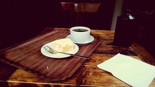 High angle view of breakfast on table