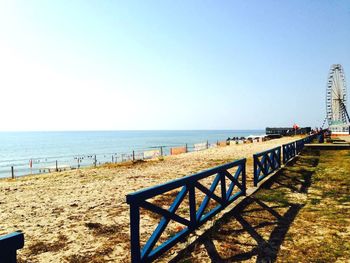 Scenic view of sea against clear sky