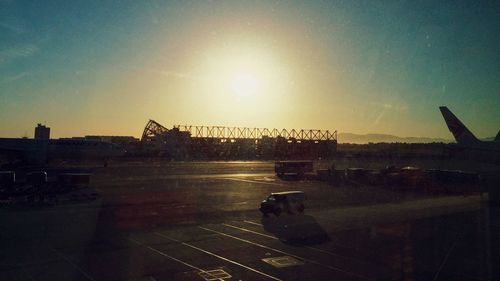 Construction site at sunset