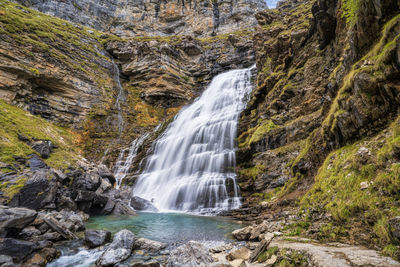 Scenic view of waterfall in forest