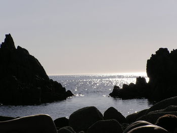Scenic view of sea against clear sky