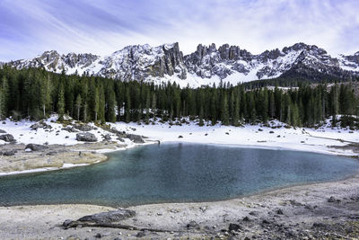 Scenic view of lake against sky