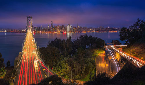 San francisco skyline and the bay bridge, seen from treasure island