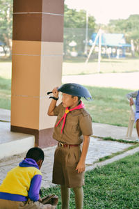 Boys playing at school campus