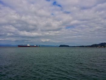 Scenic view of sea against cloudy sky