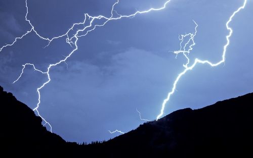 Lightning in sky at night