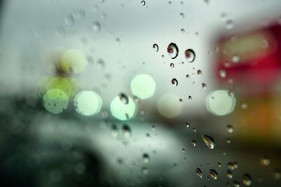 Close-up of water drops on glass