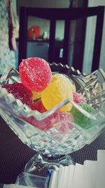 Close-up of food on table