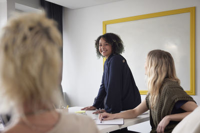 Diverse team having business meeting in conference room