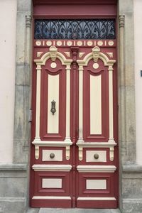 Closed door of building