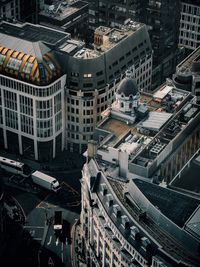 High angle view of street amidst buildings in city