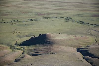 High angle view of a land