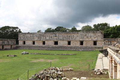 Old ruin building against cloudy sky