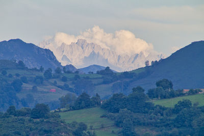 Panoramic view of landscape and mountains against sky