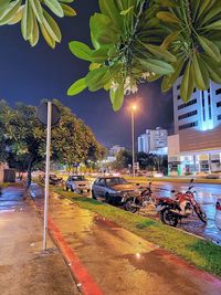 View of city street at night