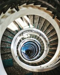 High angle view of spiral stairs