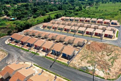 High angle view of residential district