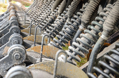 Springs and pistons inside of agricultural machinery in san ramon, canelones, uruguay