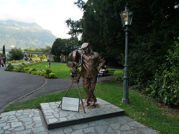 Rear view of man standing on street