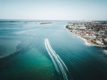 High angle view of sea against sky