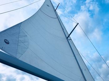 Low angle view of sailboat against sky