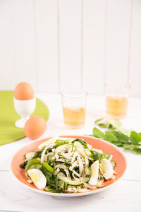 Close-up of salad in plate on table