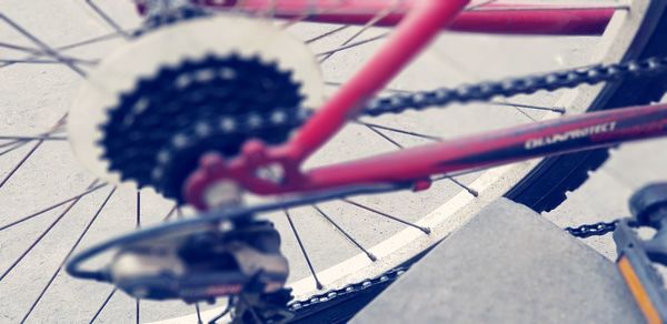 High angle view of bicycles on street