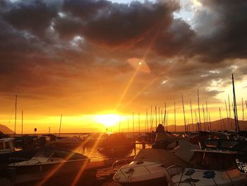 View of marina at sunset