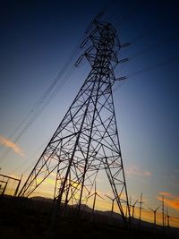 Low angle view of electricity pylon against sky