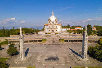 Sameiro sanctuary drone aerial view in braga, portugal