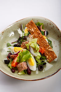 High angle view of salad in plate