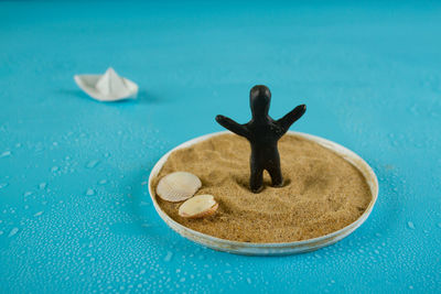 High angle view of ice cream in water