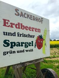 Information sign on grass