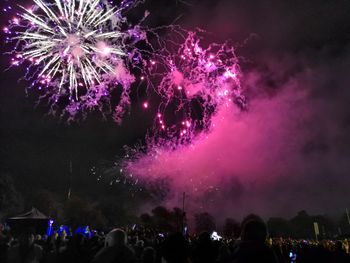 Firework display at night