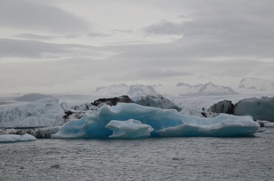Scenic view of snow covered landscape against sky