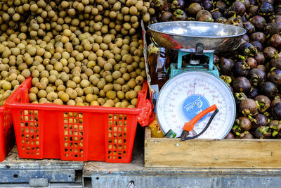 Weight scale with fruits in market