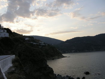 Scenic view of sea at sunset