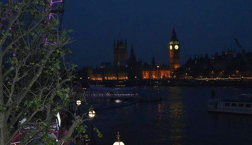 View of illuminated city at night