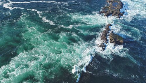 High angle view of sea waves