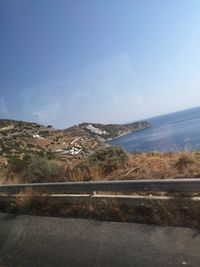 Scenic view of lake against clear sky