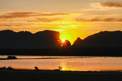 Scenic view of sea against sky during sunset