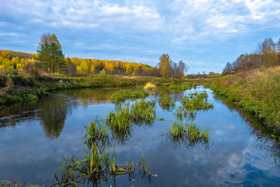 Scenic view of lake against sky