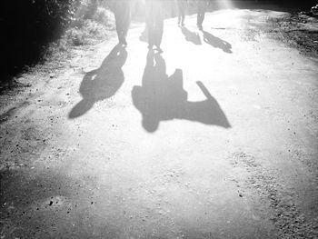Shadow of people on road