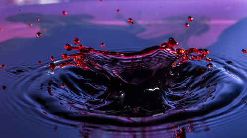 High angle close-up of water drops