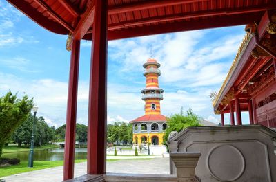 Low angle view of historical building against cloudy sky