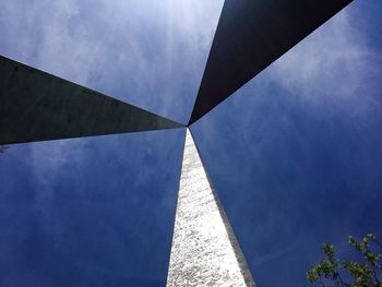 Low angle view of built structure against blue sky