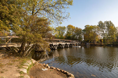 Bridge over river against sky