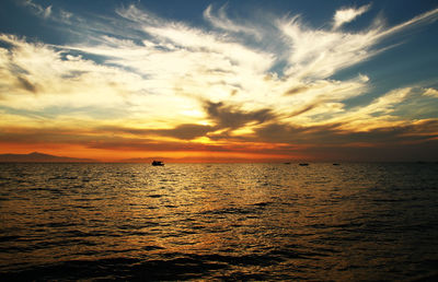 Scenic view of sea against sky during sunset